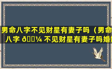 男命八字不见财星有妻子吗（男命八字 🌼 不见财星有妻子吗婚姻如何）